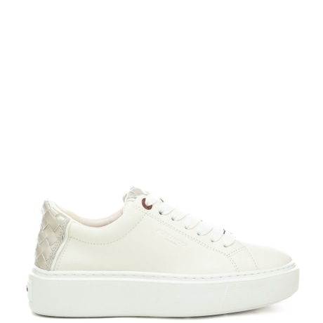 sneakers da donna LONDON con inserto con dettagli a incrocio sul retro bianco argento
