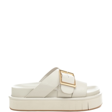scarpe da donna demi in pelle con fasce frontali a incrocio bianche 