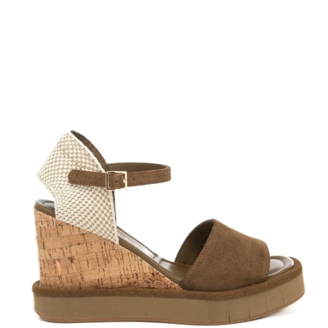 scarpe alte da donna eileen in suede e zeppa in sughero marrone 