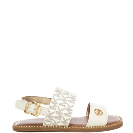 sandali da bambina con doppia fascia frontale e logo monogram puntinato all over vaniglia
