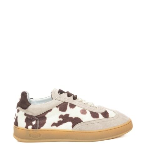 sneakers da donna amalfi in suede con stampa mucca marrone