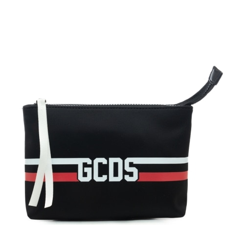 pochette da bambino con logo lettering e dettagli a contrasto colore nera