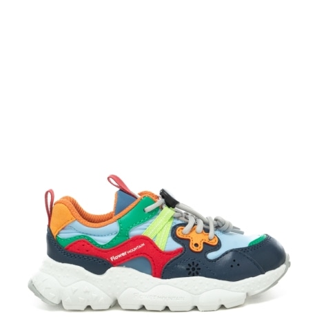sneakers da bambino YAMANO 3 con inserti in pelle a contrasto colore navy celeste 