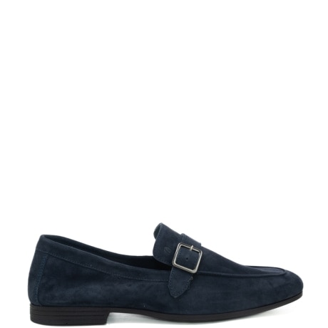 mocassini da uomo in suede con fibbia frontale blu 