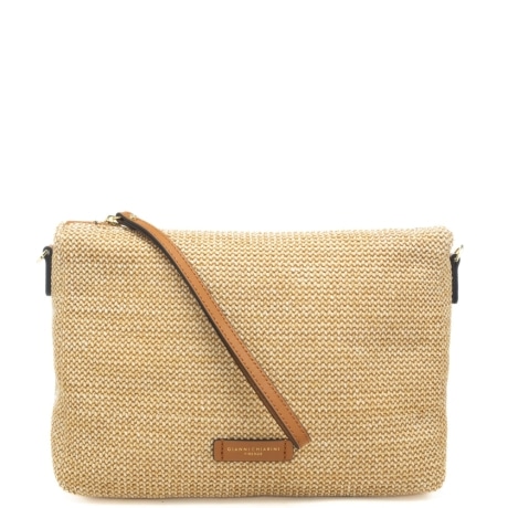 pochette da donna nora in rafia intrecciata naturale cuoio