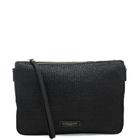 pochette da donna nora in rafia intrecciata nero