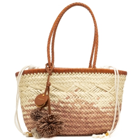 borsa da donna paloma in pelle e rafia intrecciata neutro