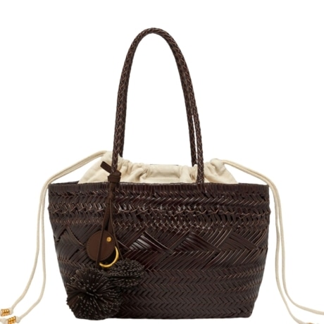 borsa a spalla da donna paloma in pelle intrecciata cioccolato