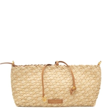 borsa da donna mercy in rafia intrecciata con sacca interna con coulisse naturale 