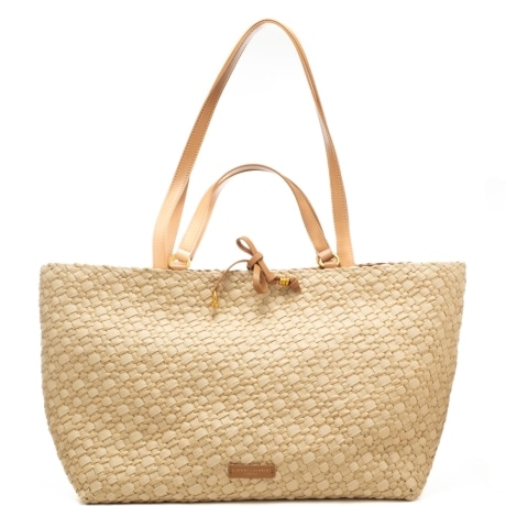 shopping bag da donna mercy in rafia intrecciata con doppia portabilità naturale 