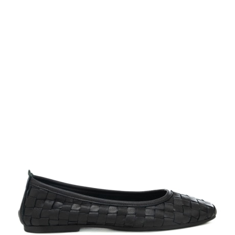scarpe basse da donna in pelle intrecciata nere 