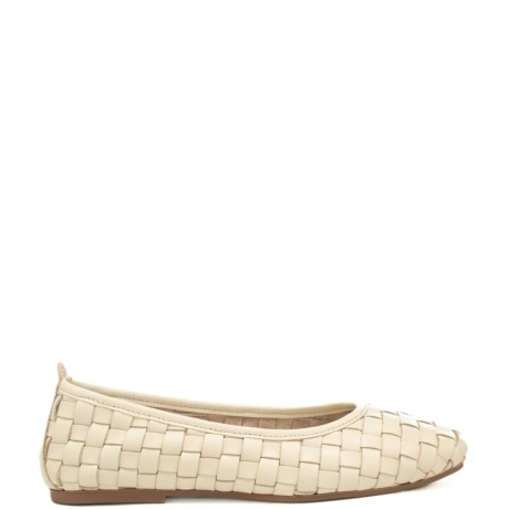 scarpe basse da donna in pelle intrecciata crema 