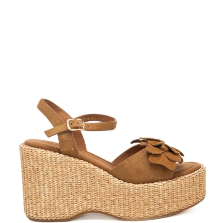 sandali alti da donna YUMI in vera pelle suede cuoio