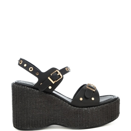 sandali alti da donna yumi in vera pelle con borchie nere 