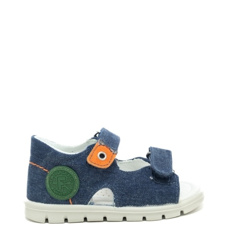naturino sandali da bambino in denim con dettagli a contrasto colore jeans arancio