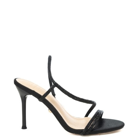 scarpe alte da donna flamenco con fascette tubolari a incrocio con micro strass nere
