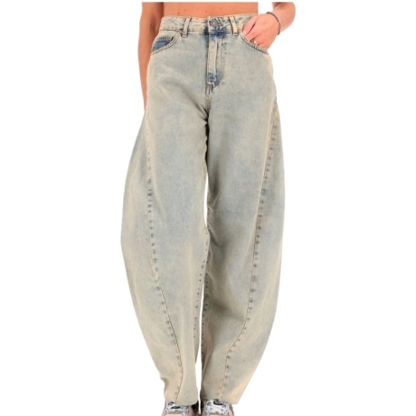 jeans da donna nemesi a gamba larga ecru