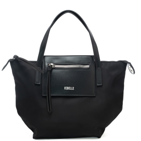 borsa a spalla da donna noa small in pelle e tessuto idrorepellente nera
