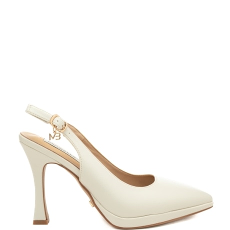 slingback alti da donna in pelle con tacco a rocchetto panna