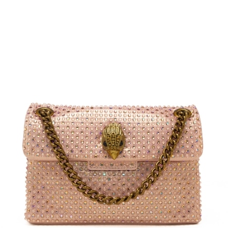 borsa a tracolla da donna mini kensington con strass all over rosa