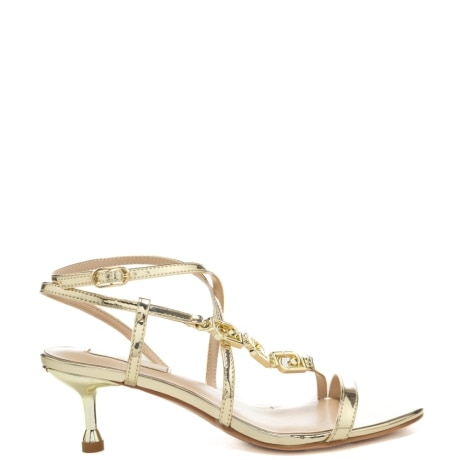 scarpe da donna TESS 04 con catena loggata trasversale sul davanti oro chiaro