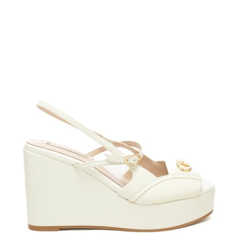 scarpe alte da donna KANDY 02 con logo monogram in metallo sulla parte frontale bianco latte