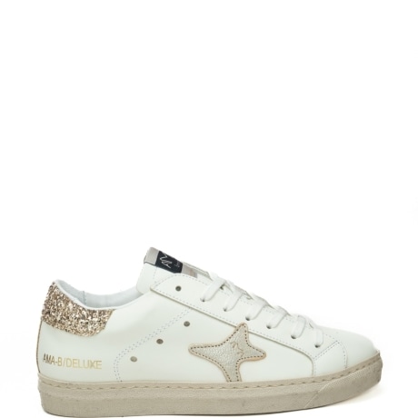 sneakers da donna con inserto con glitter sul retro bianche