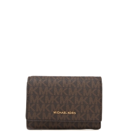 portafoglio piccolo da donna con stampa pattern logo monogram marrone acorn