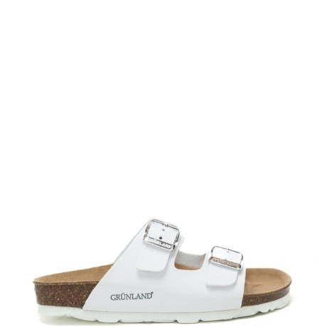 sandali da bambina luce con cinturini regolabili e maxi fibbie in metallo laminato bianchi 