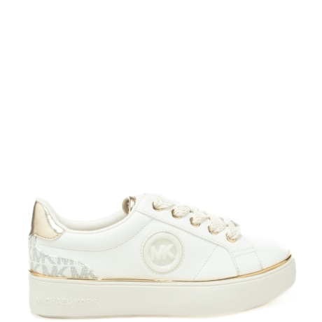 sneakers da bambina JORDANA FINN con inserto pattern logo sul retro bianco oro
