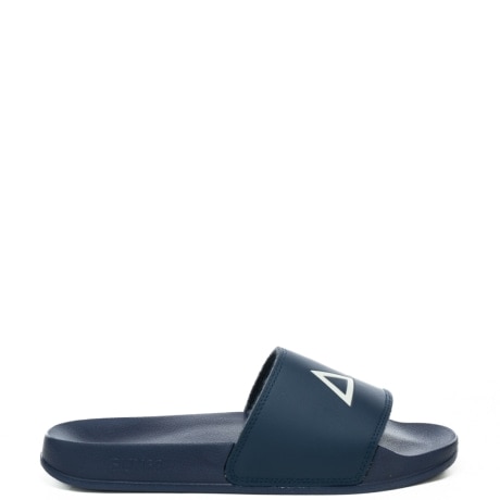 slippers da uomo con logo a contrasto colore sulla fascia frontale blu navy 