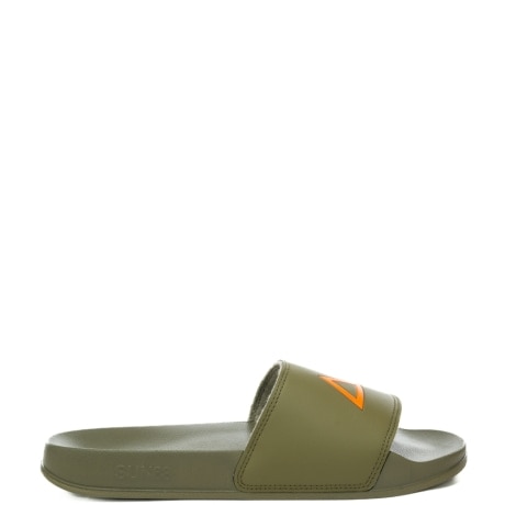 SLIPPERS da uomo con LOGO a contrasto colore sulla fascia frontale verde militare 
