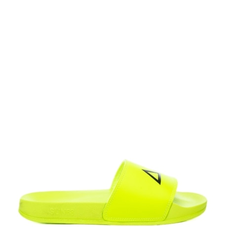 slippers da uomo con logo a contrasto colore sulla fascia frontale giallo fluo