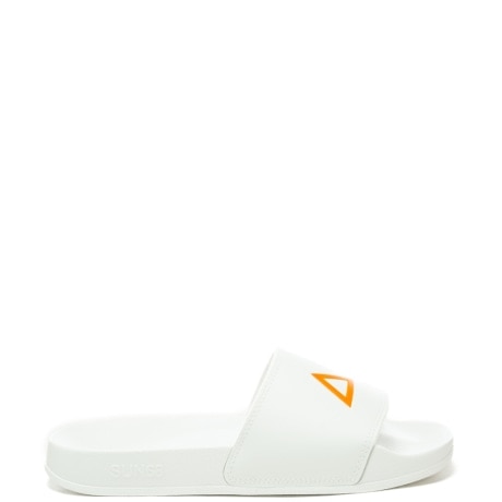 slippers da uomo con logo a contrasto colore sulla fascia frontale bianco