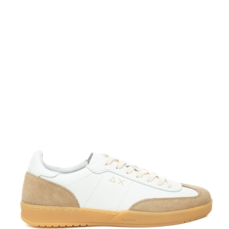 sneakers da uomo california sun leather con inserti in suede a contrasto colore bianco beige