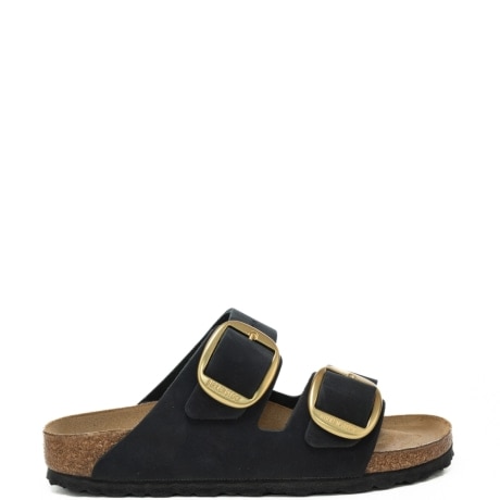 sandali da donna arizona big buckle in vera pelle neri