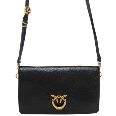 borsa a tracolla da donna in vera pelle effetto vintage nero oro