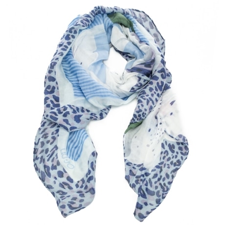 foulard da donna con dettagli animalieri a contrasto colore celeste 
