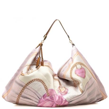 foulard bag da donna con stampa a fantasia metal lilla 