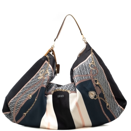 foulard bag da donna con stampa a fantasia metal nero 