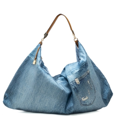 foulard bag da donna con stampa a fantasia blu denim 