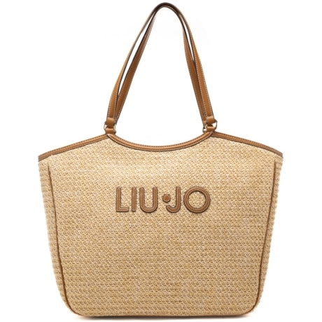 borsa tote da donna in rafia intrecciata naturale 