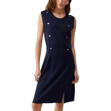 abito tubino da donna in jersey smanicato blu notte