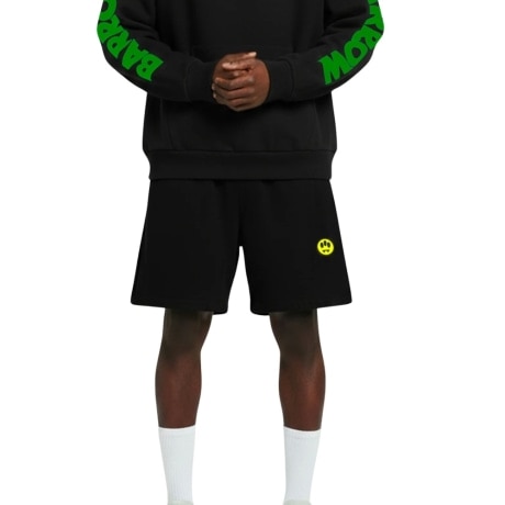 Bermuda unisex in cotone con maxi logo lettering a contrasto sul retro nero