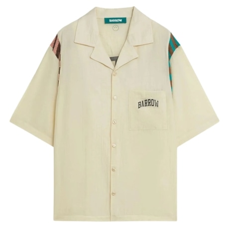 Camicia UNISEX in viscosa con maxi logo lettering a contrasto colore sul retro avorio