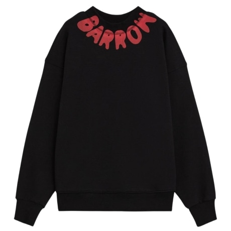 Felpa girocollo UNISEX con maxi logo lettering stampato a contrasto colore sul collo nera 