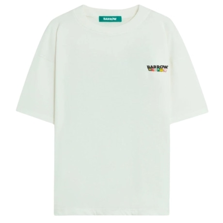 T SHIRT UNISEX in jersey di cotone con maxi stampa a fantasia multicolor sul retro bianca