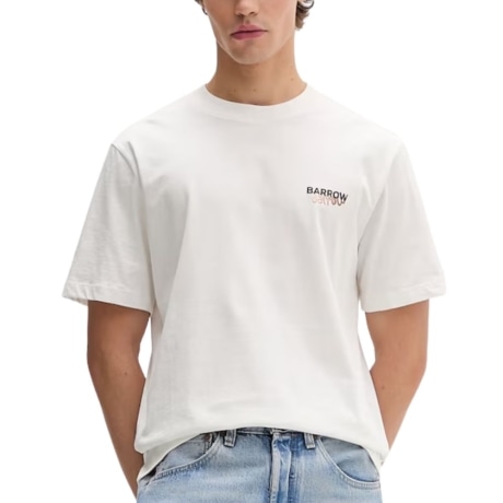 t shirt unisex in jersey di cotone con maxi stampa orso multicolor sul retro bianca