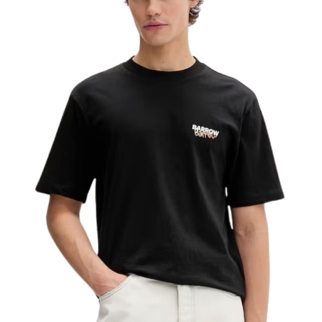  T SHIRT UNISEX in jersey di cotone con maxi stampa orso multicolor sul retro nera 