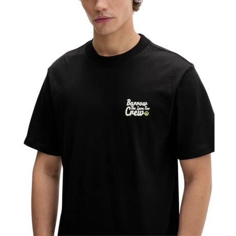  T SHIRT UNISEX in jersey di cotone con maxi stampa multicolor a contrasto colore stampata sul retro nera